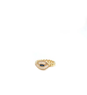 gold plated baguette evil eye ring